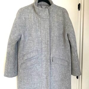 J. Crew Italian Wool Blend Light Gray Trench Coat